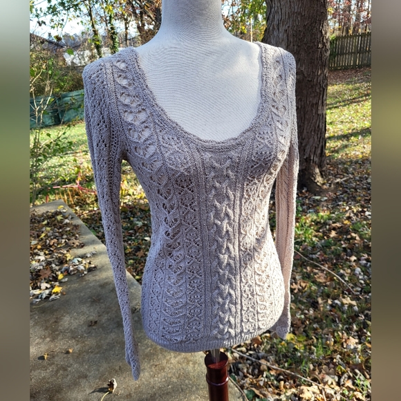 Free People Open back sweater knit oatmeal tie back XS Days of Our Lives - Picture 7 of 10